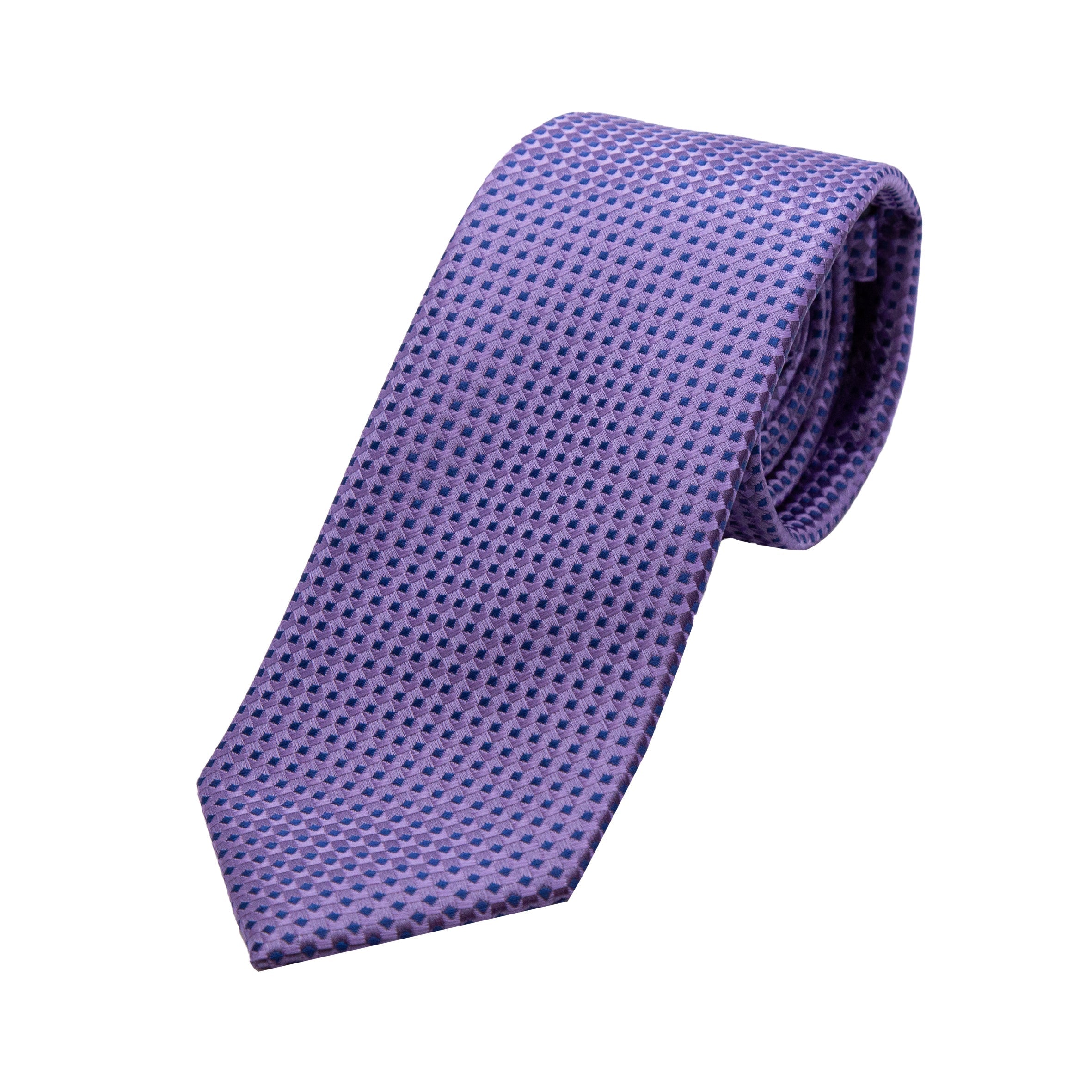 Purple/Navy Luxury Gingham Textured Weave Neck Tie