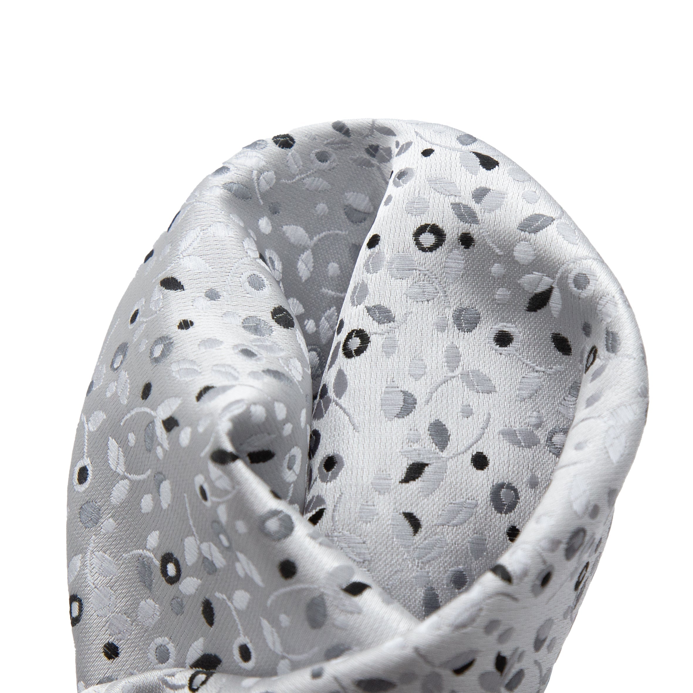 Silver Luxury Mini Floral Weave Pocket Square
