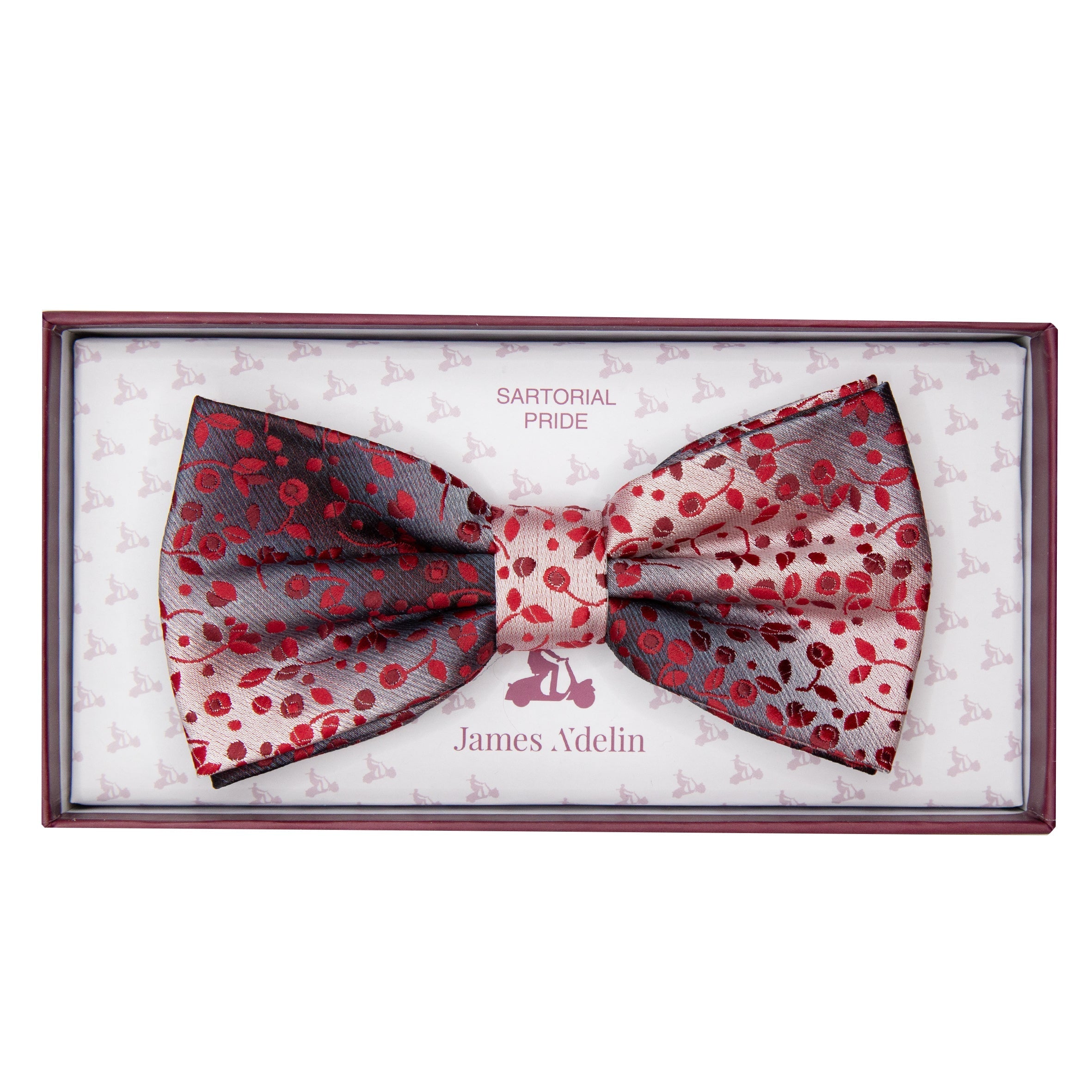 Red Luxury Mini Floral Weave Bow Tie