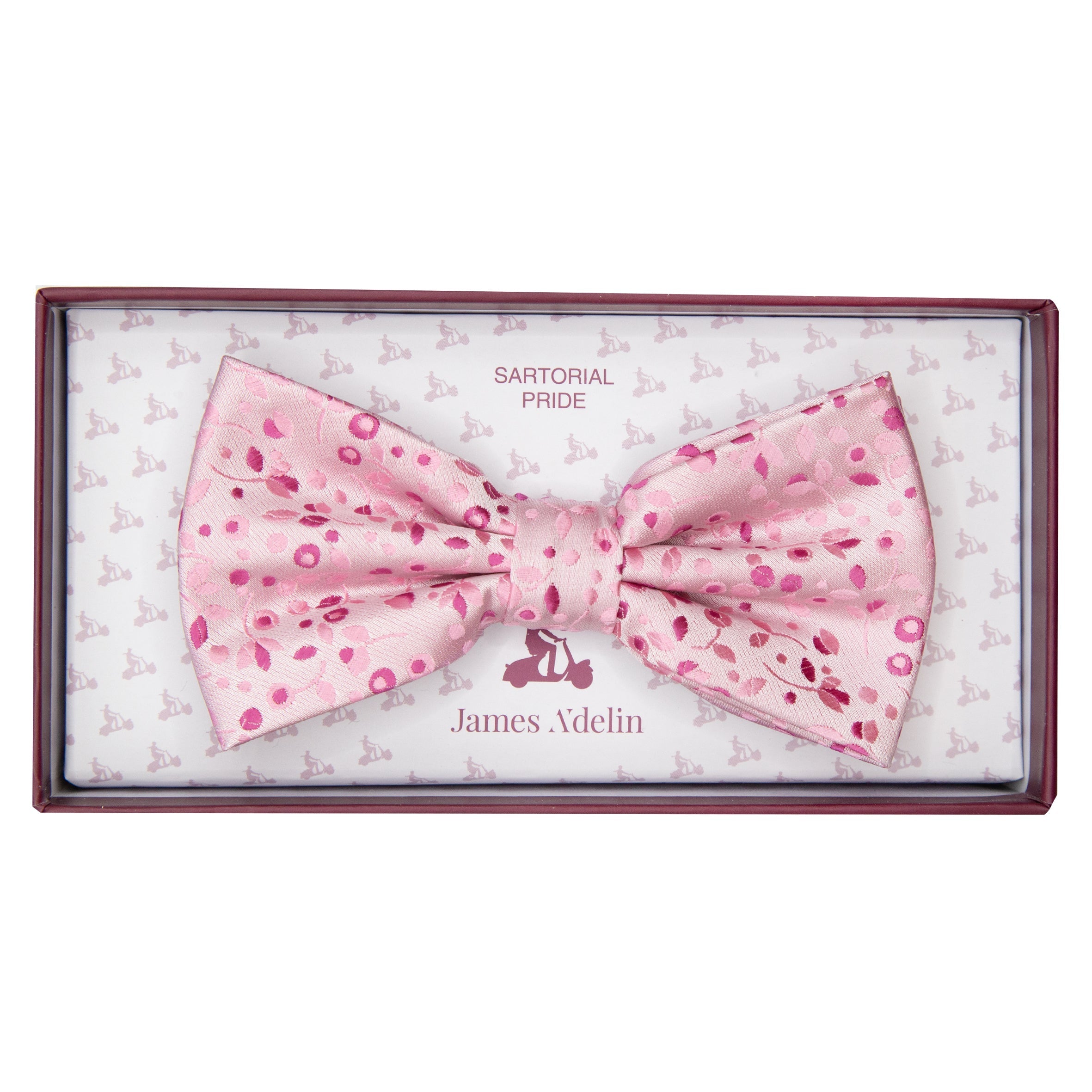 Pink Luxury Mini Floral Weave Bow Tie