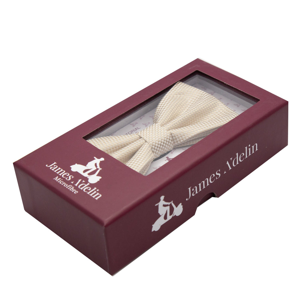 Beige Luxury Textured Weave Bow Tie