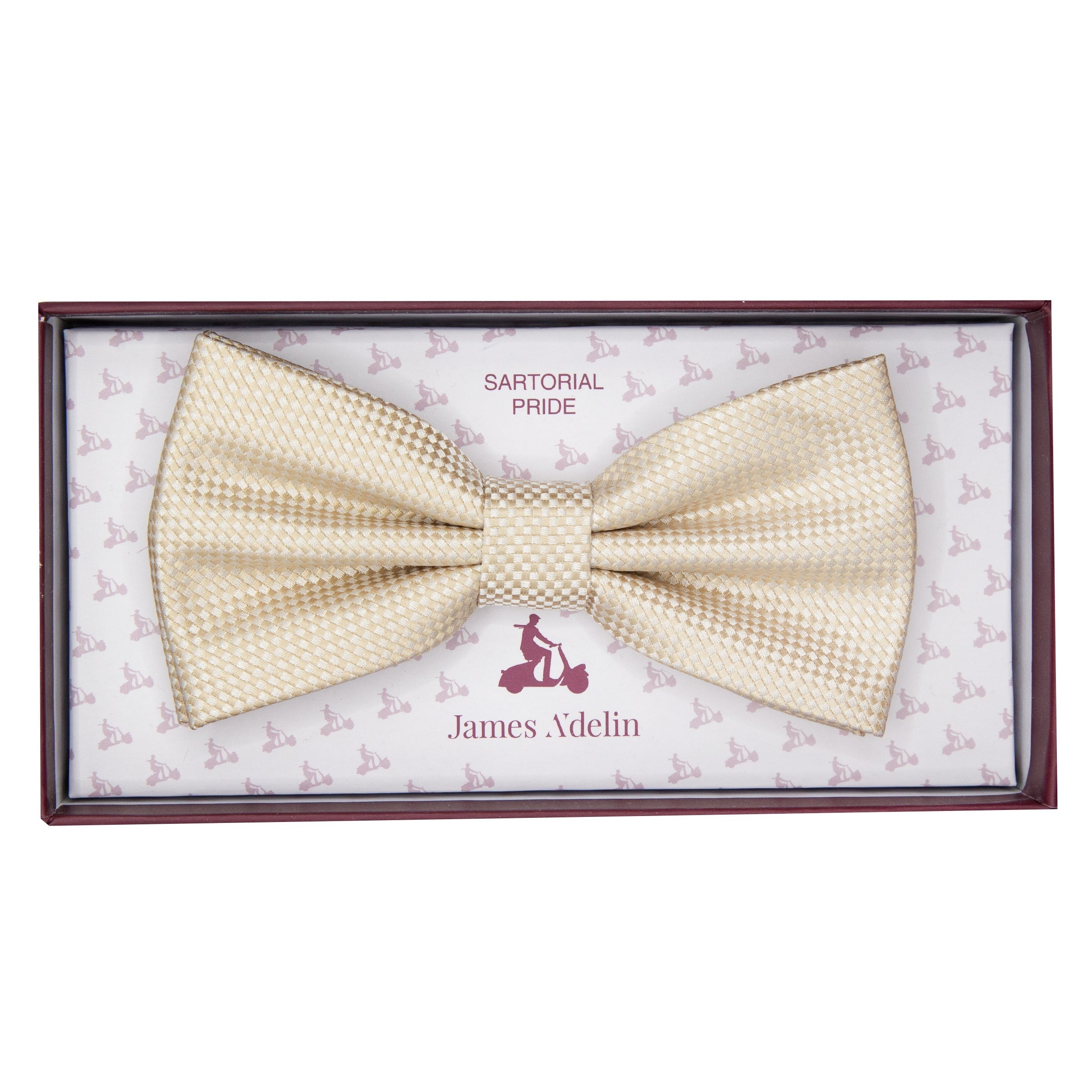 Beige Luxury Textured Weave Bow Tie