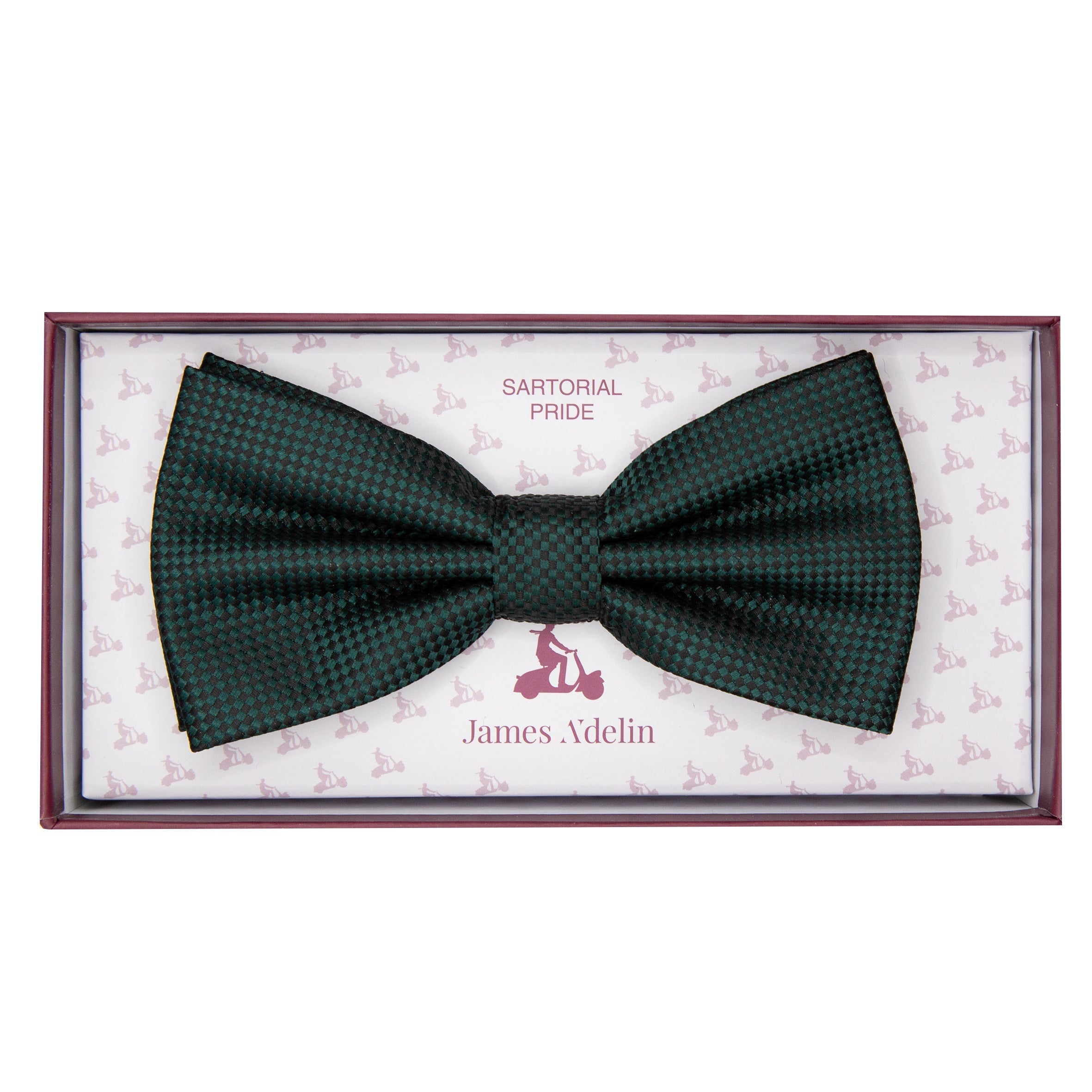Dark Green Luxury Textured Weave Bow Tie