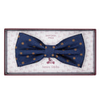 Dark Navy/Tan Luxury Polka Dot Textured Weave Bow Tie