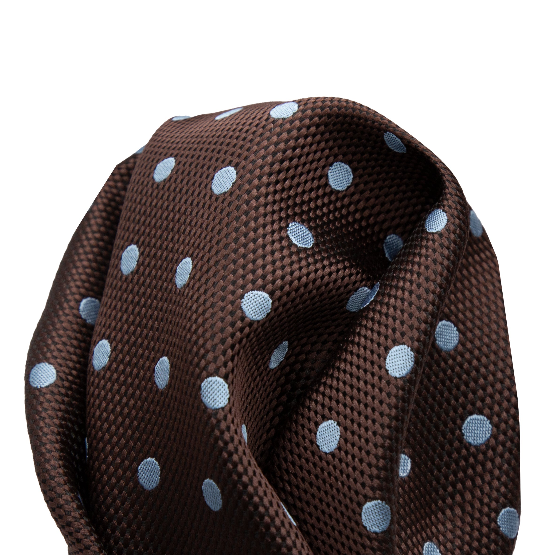 Brown/Sky Luxury Polka Dot Textured Weave Pocket Square