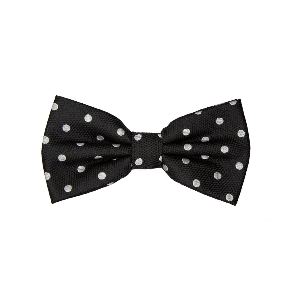 Black/White Luxury Polka Dot Textured Weave Bow Tie