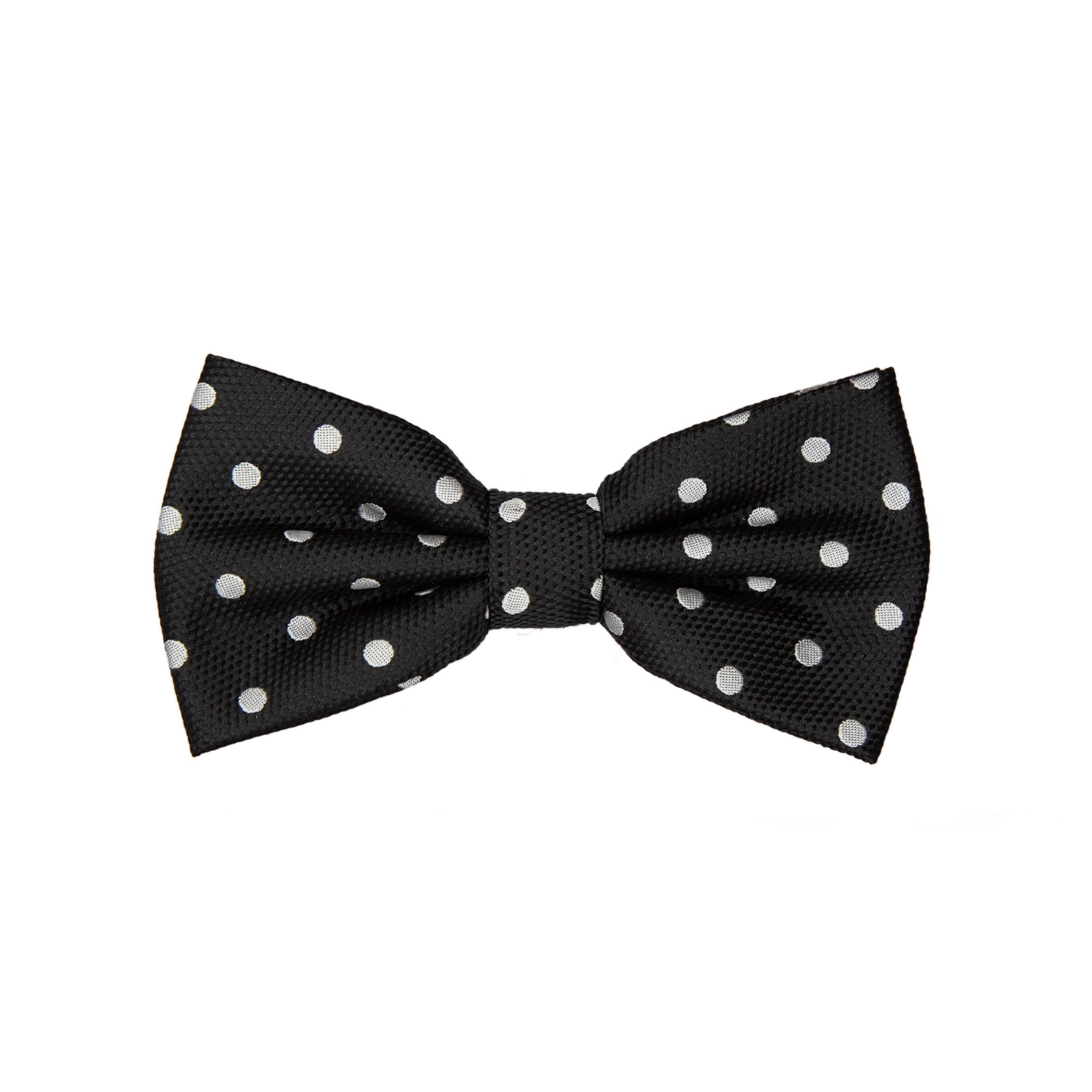 Black/White Luxury Polka Dot Textured Weave Bow Tie