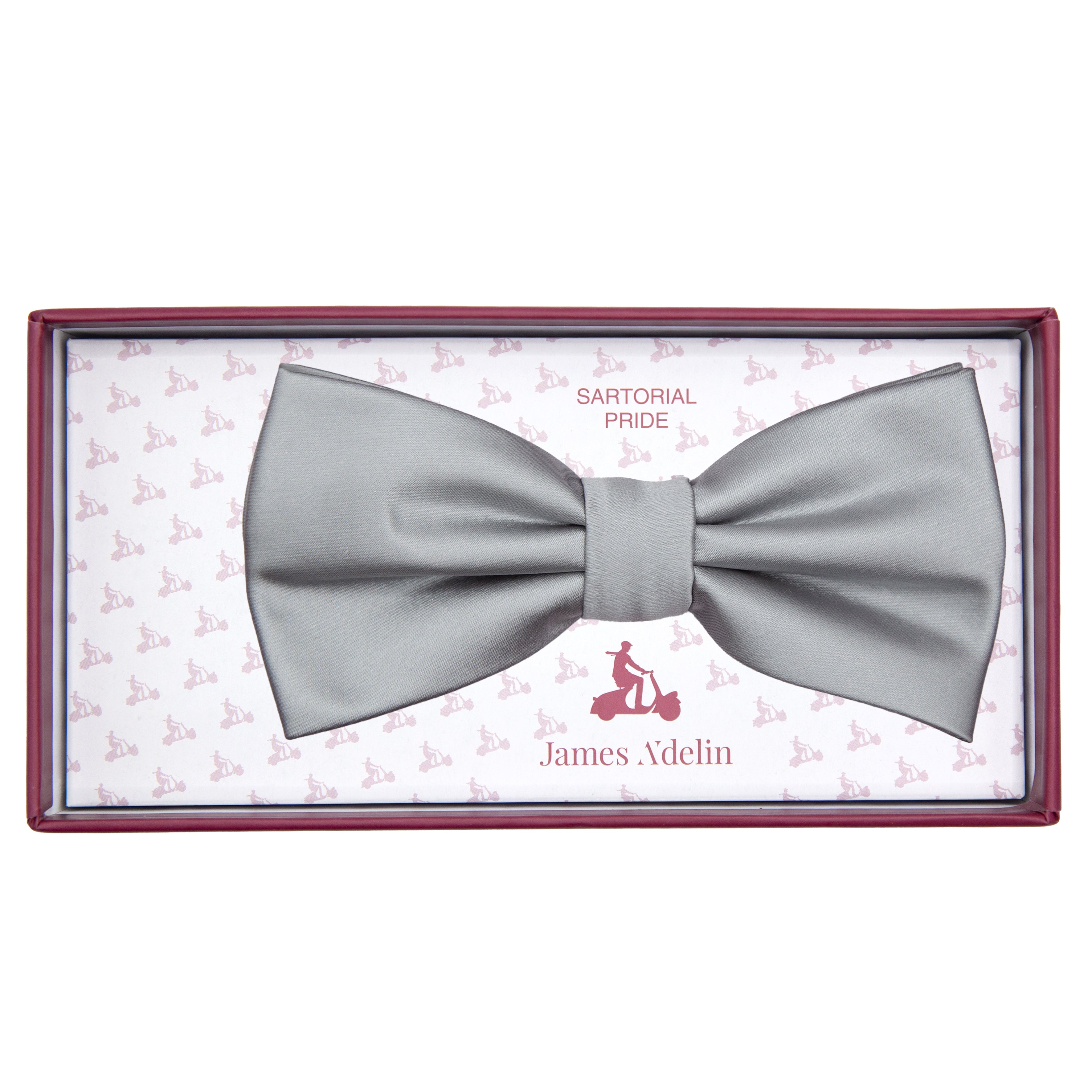 Silver Luxury Satin Weave Bow Tie