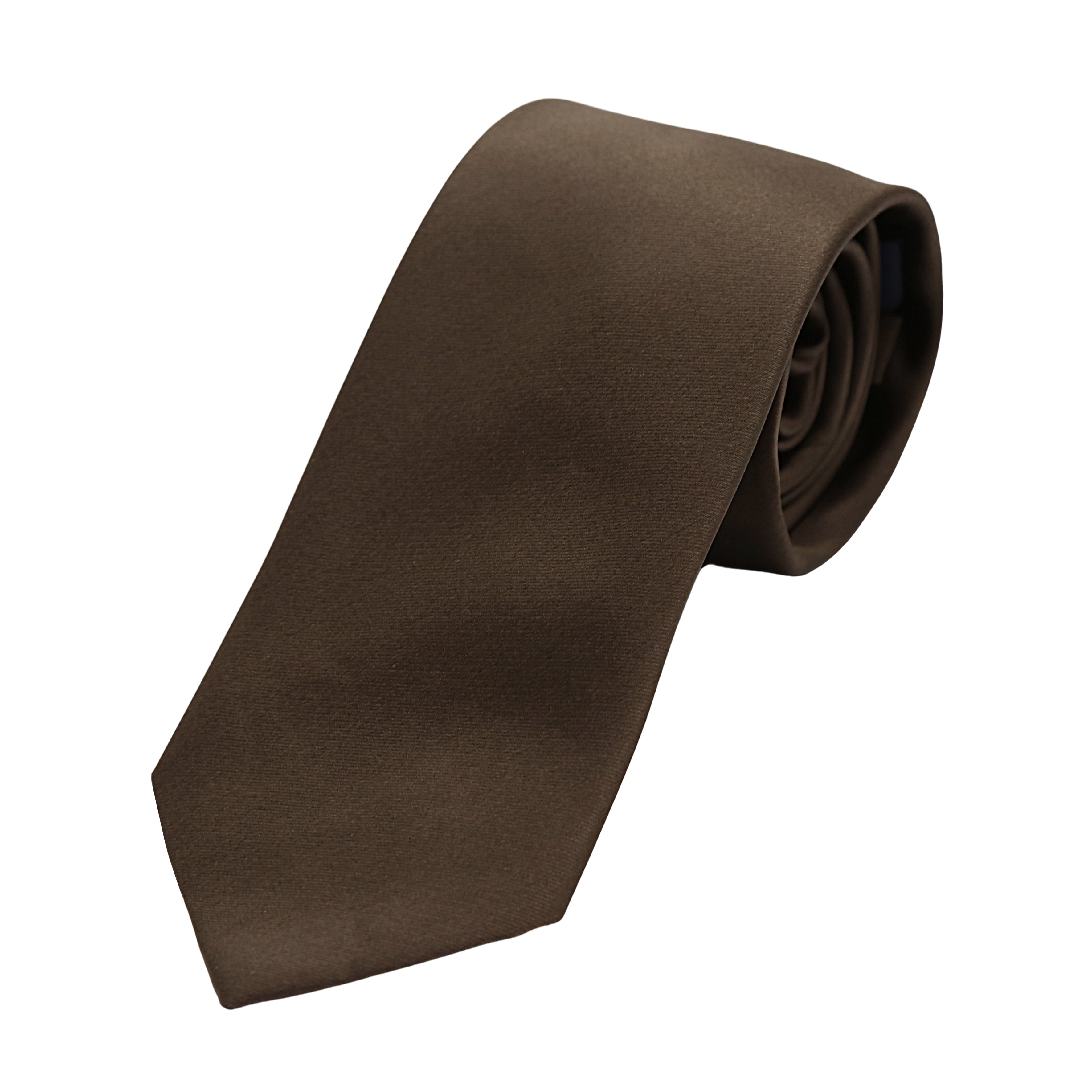 Dark Brown Luxury Satin Weave Neck Tie