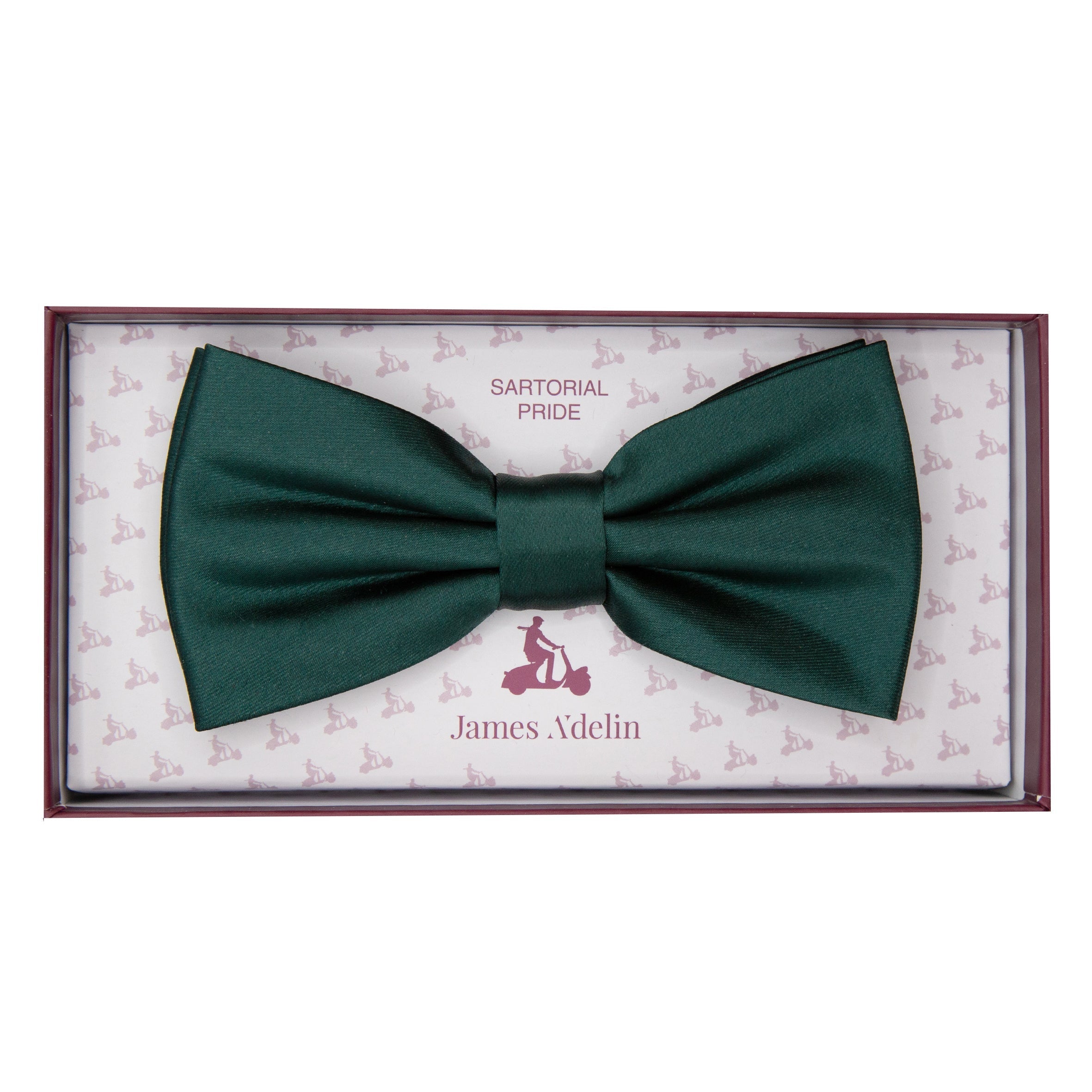 Dark Green Luxury Satin Weave Bow Tie