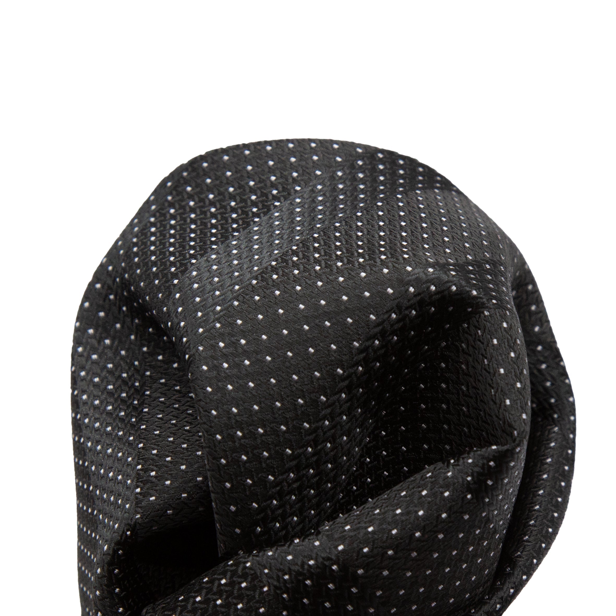 Black/White Luxury Spotted Stripe Pin Point Textured Weave Pocket Square