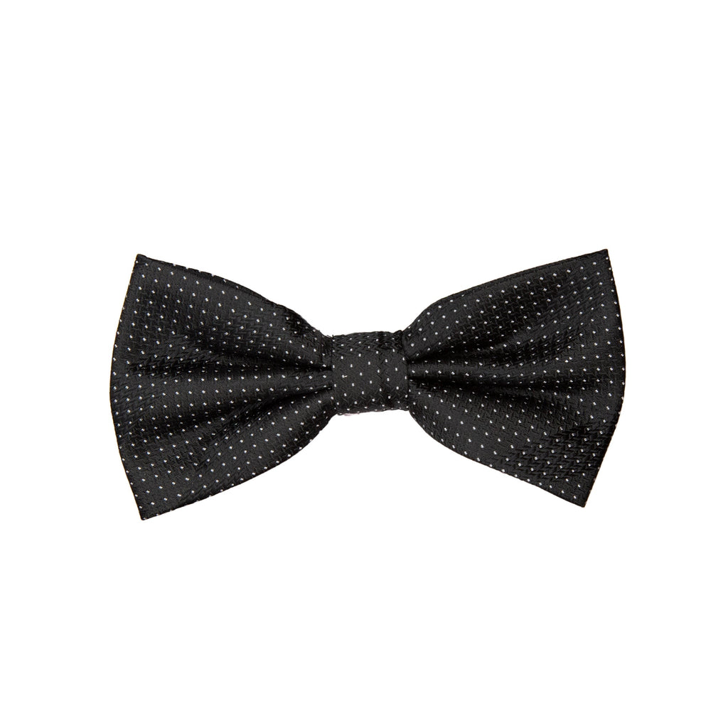 Black/White Luxury Spotted Stripe Pin Point Textured Weave Bow Tie