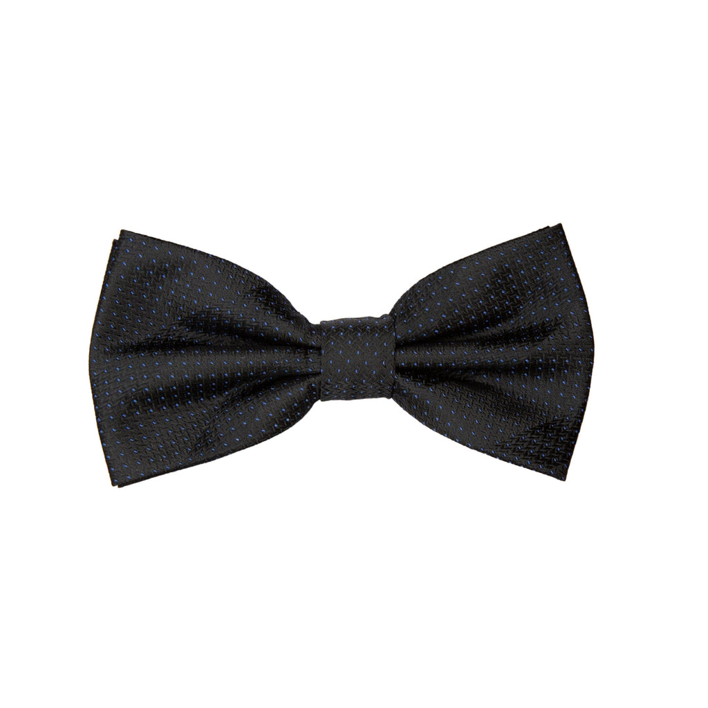 Black/Blue Luxury Spotted Stripe Pin Point Textured Weave Bow Tie