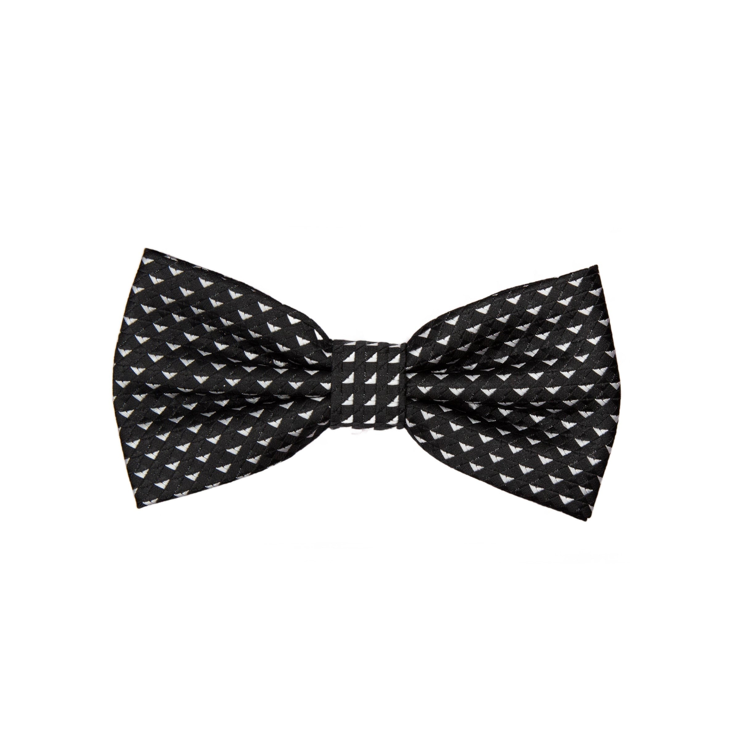 Black/White Luxury Textured Weave Bow Tie
