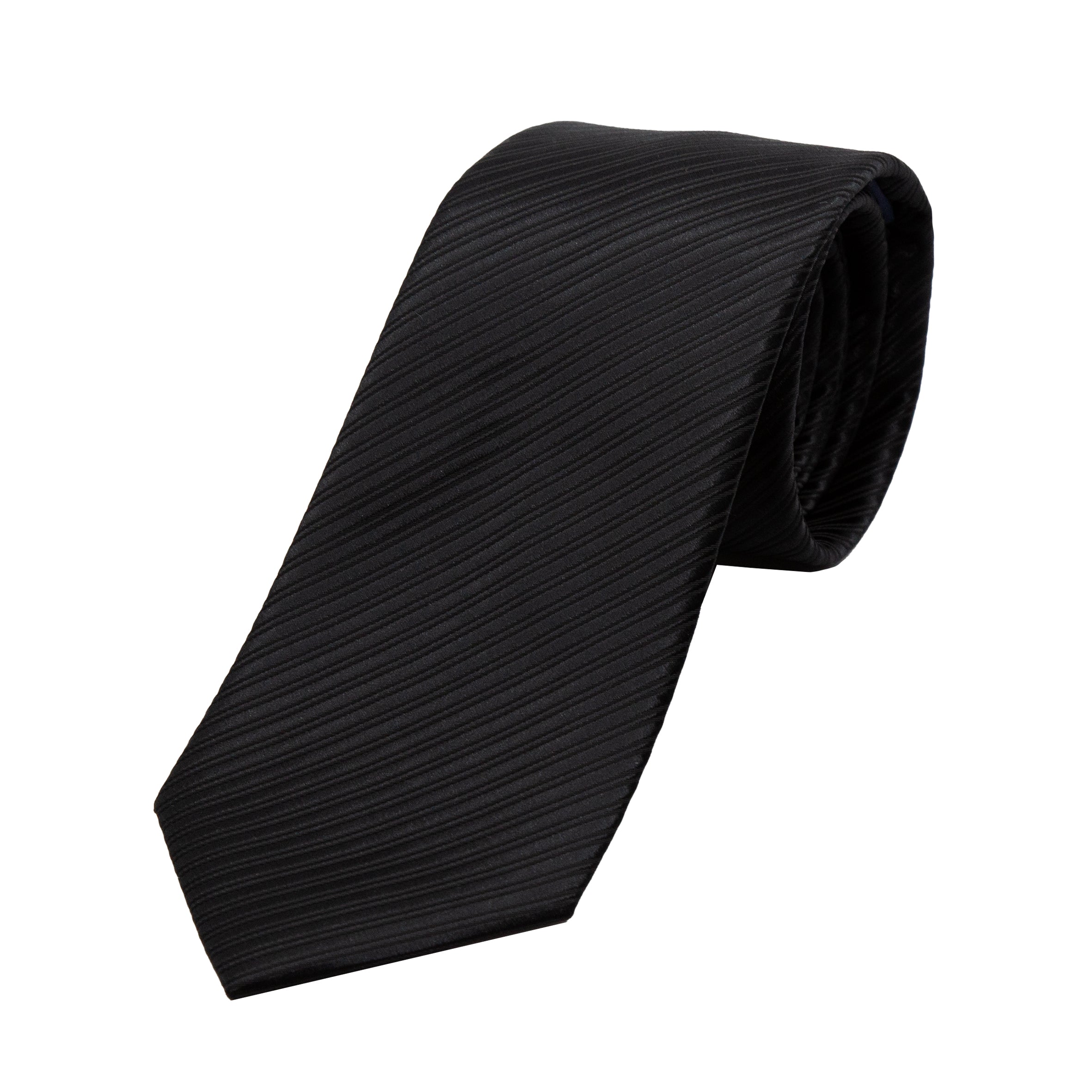 Black Diagonal Striped Twill Weave Neck Tie