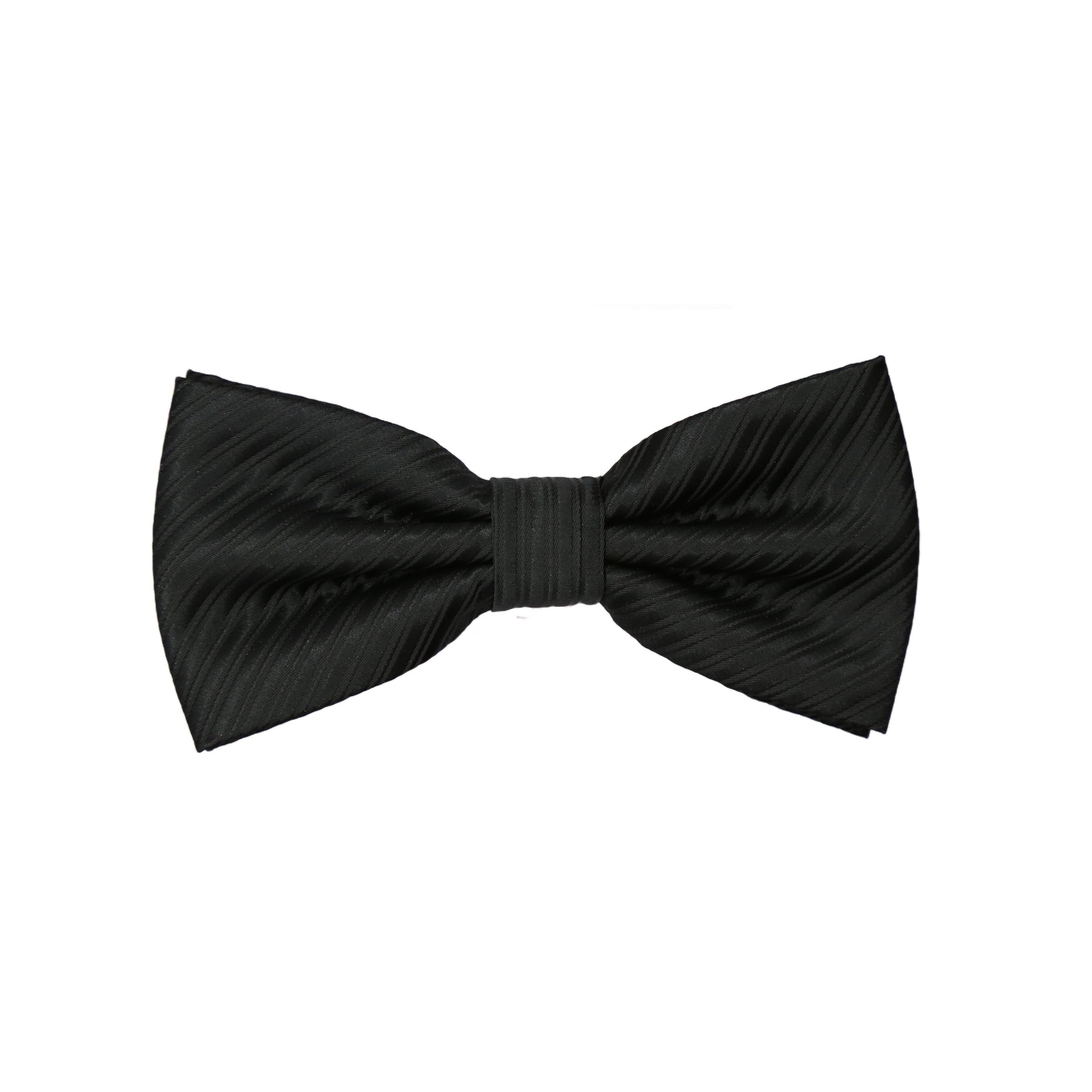 Black Diagonal Striped Twill Weave Bow Tie