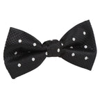 Black/White Silk Polka Dot Square Weave Pre Tied Bow Tie