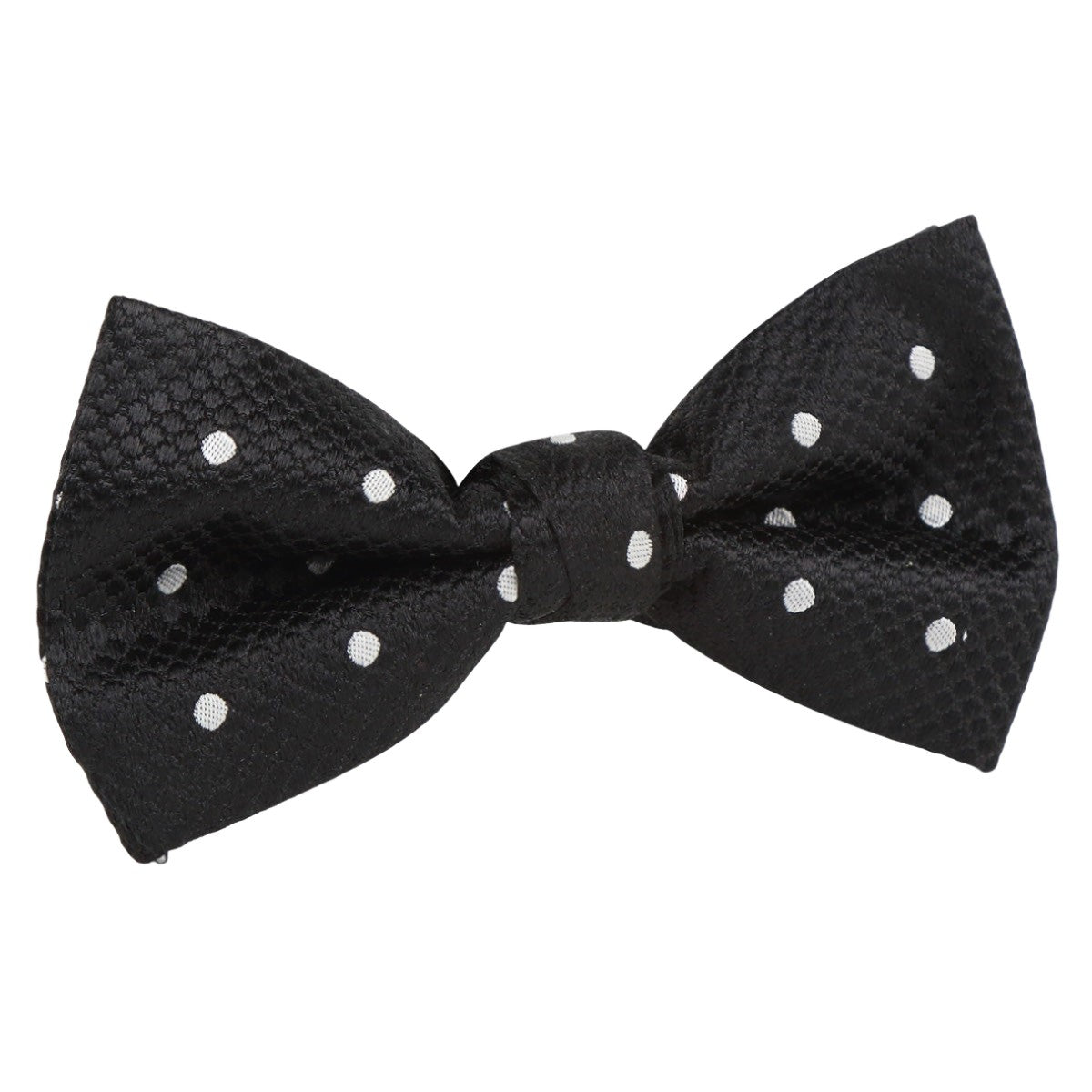 Black/White Luxury Pure Silk Polka Dot Bow Tie
