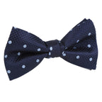 Navy/Sky Blue Silk Polka Dot Square Weave Pre Tied Bow Tie
