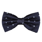 Navy/Sky Blue Silk Polka Dot Square Weave Pre Tied Bow Tie