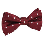 Burgundy/White Silk Polka Dot Square Weave Pre Tied Bow Tie