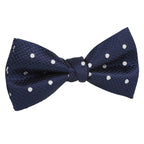 Navy/White Silk Polka Dot Square Weave Pre Tied Bow Tie