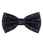 Navy/Orange Silk Polka Dot Square Weave Pre Tied Bow Tie