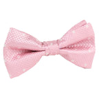 Pink/White Silk Polka Dot Square Weave Pre Tied Bow Tie