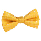 Gold/White Silk Polka Dot Square Weave Pre Tied Bow Tie