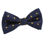 Navy/Gold Silk Polka Dot Square Weave Pre Tied Bow Tie