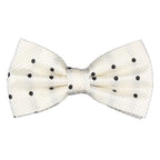 Off White/Black Silk Polka Dot Square Weave Pre Tied Bow Tie
