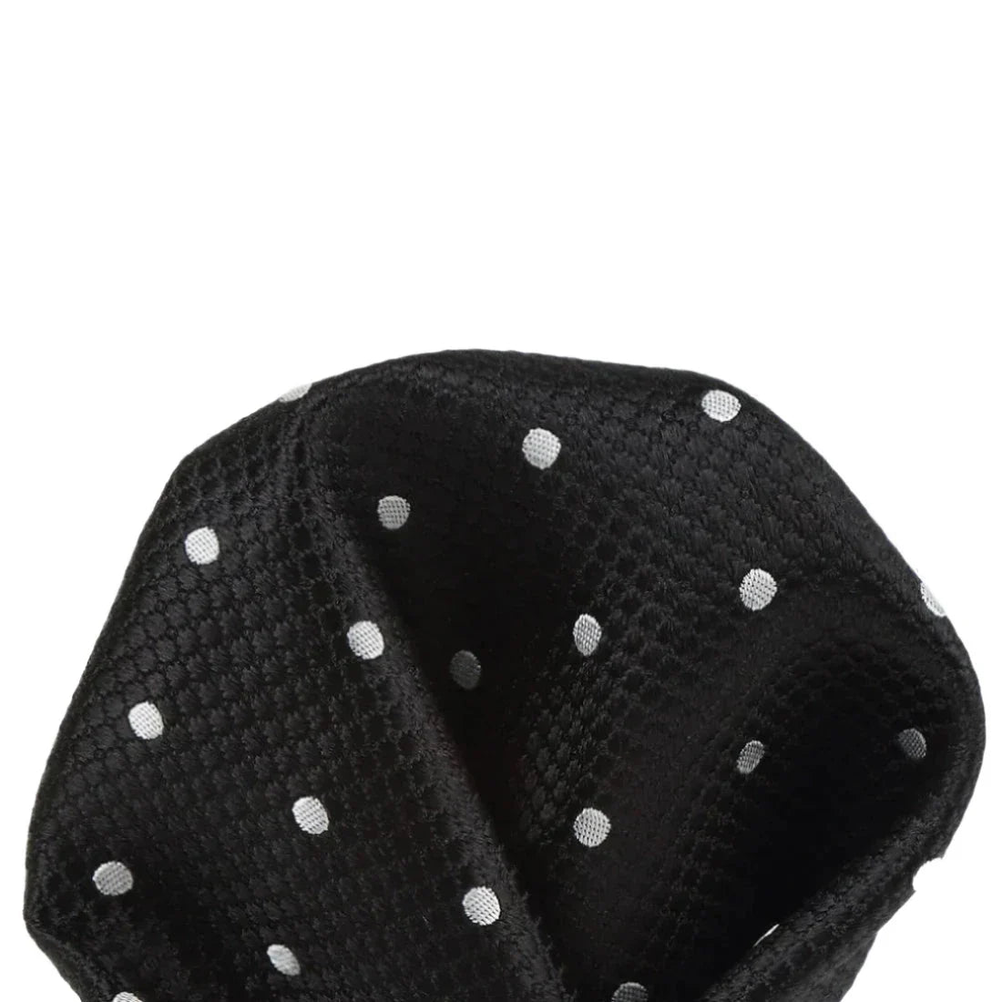 Black/White Pure Silk Polka Dot Square Weave Pocket Square