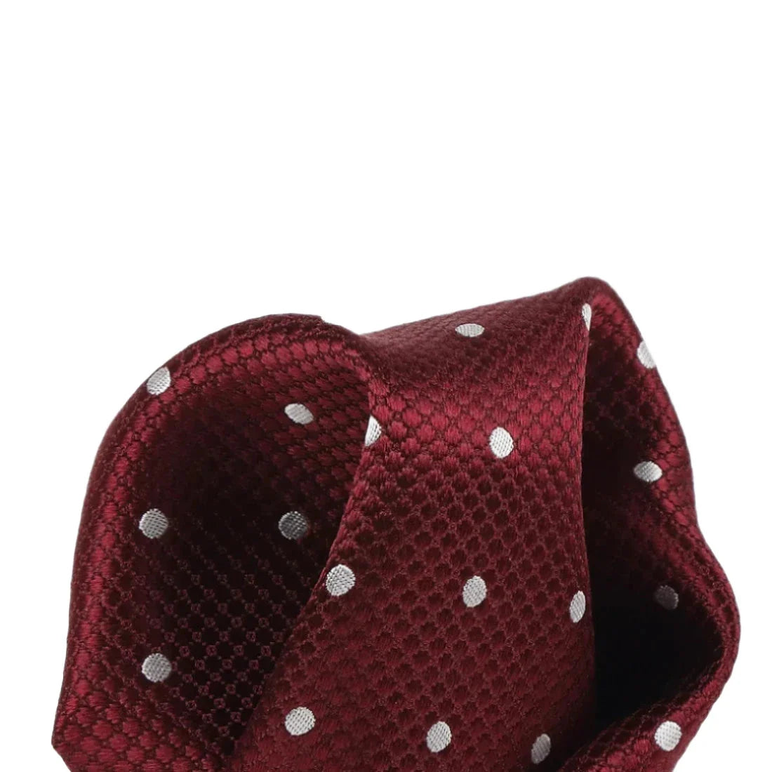 Burgundy/White Pure Silk Polka Dot Square Weave Pocket Square