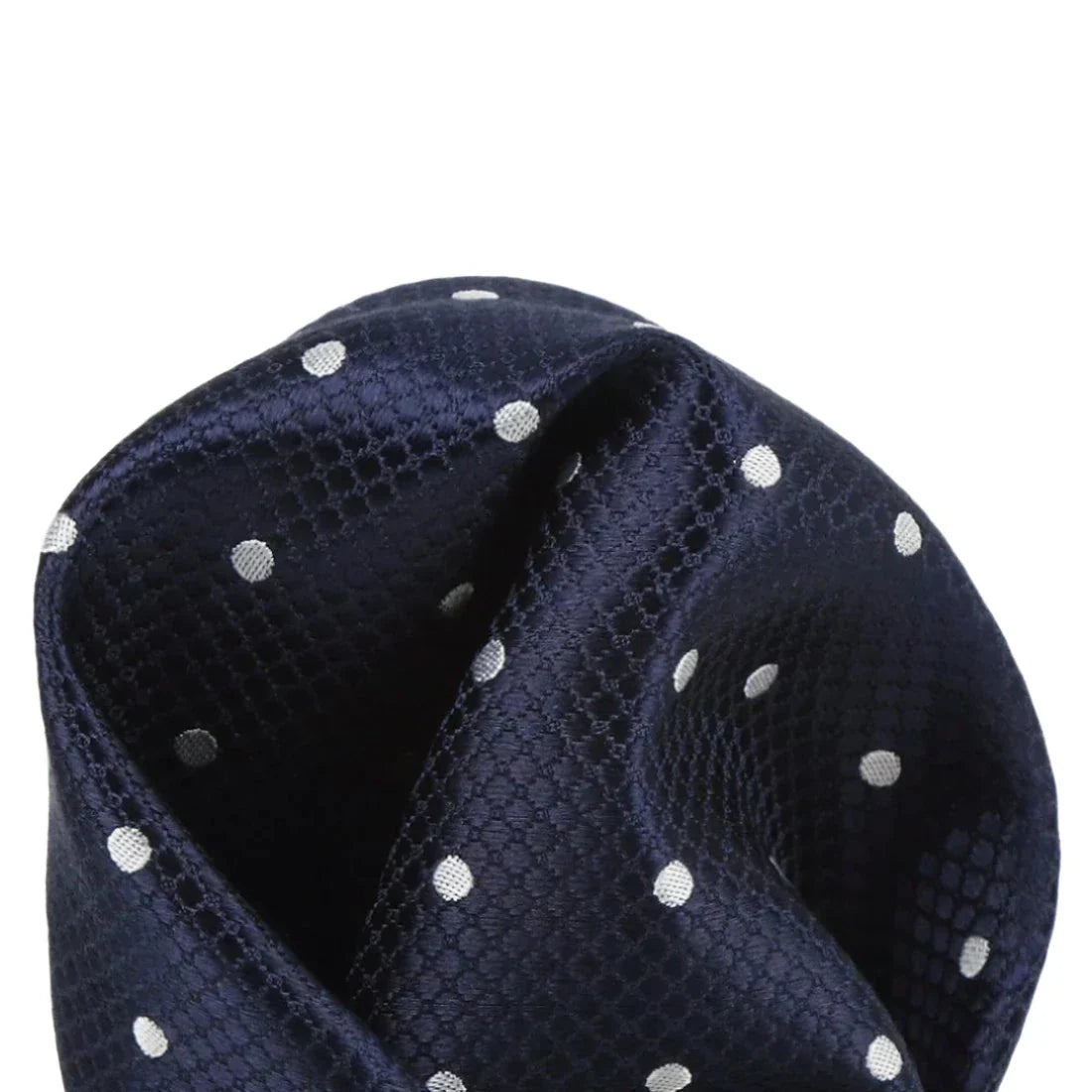 Navy/White Pure Silk Polka Dot Square Weave Pocket Square