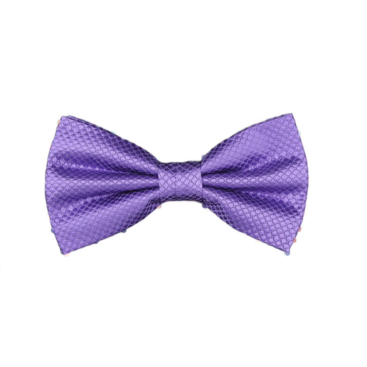 Purple Pure Silk Textured Square Weave Bow Tie