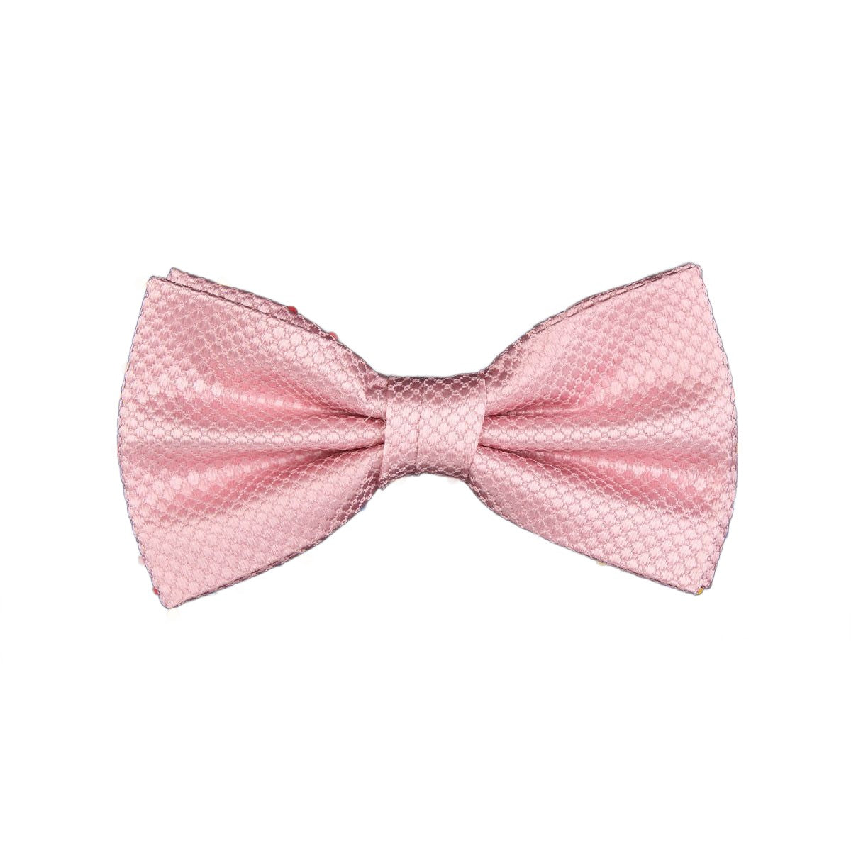 Pink Pure Silk Textured Square Weave Bow Tie