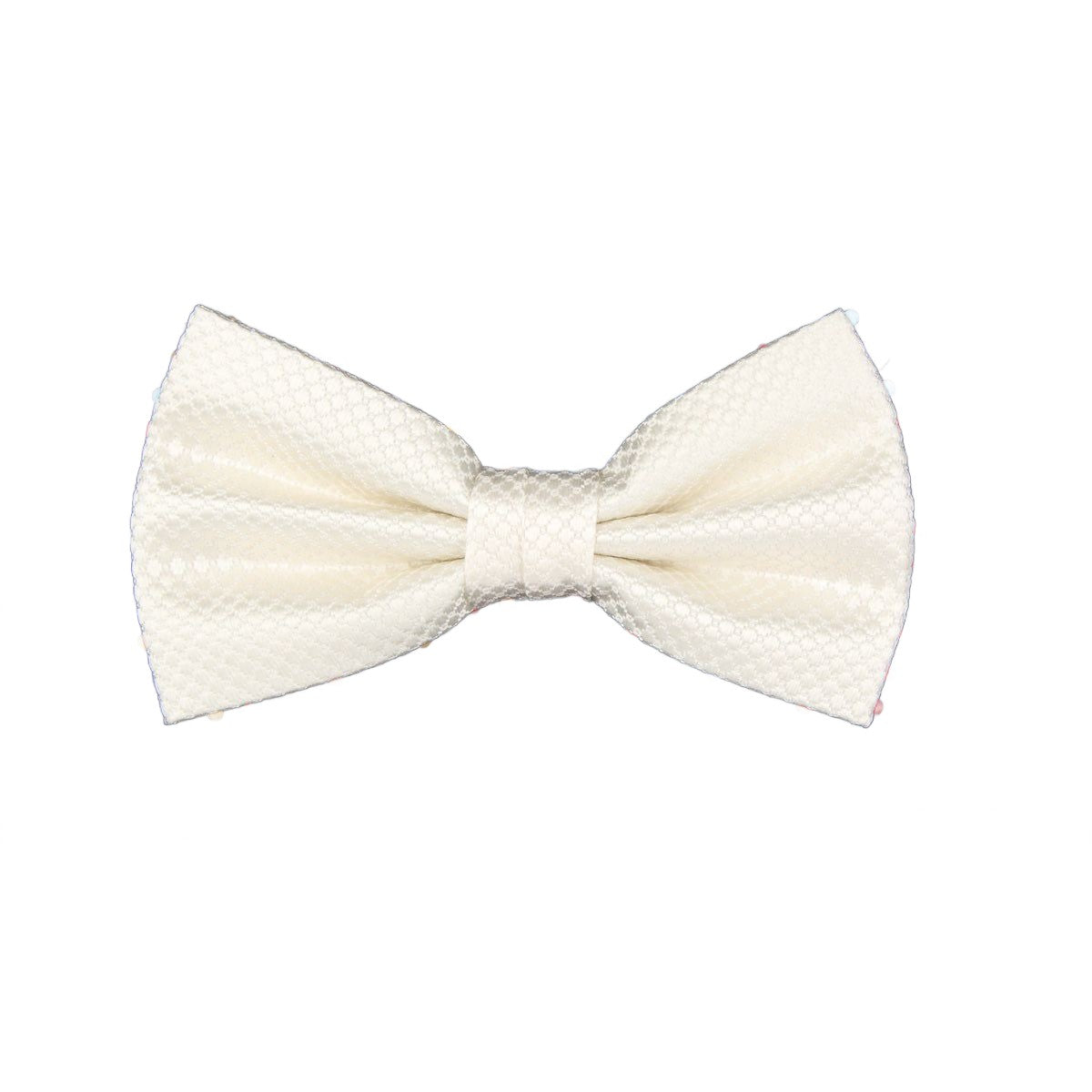 Off White Pure Silk Textured Square Weave Bow Tie