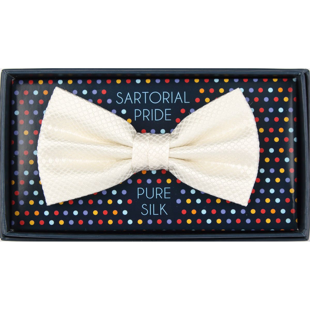 Black Pure Silk Textured Square Weave Bow Tie