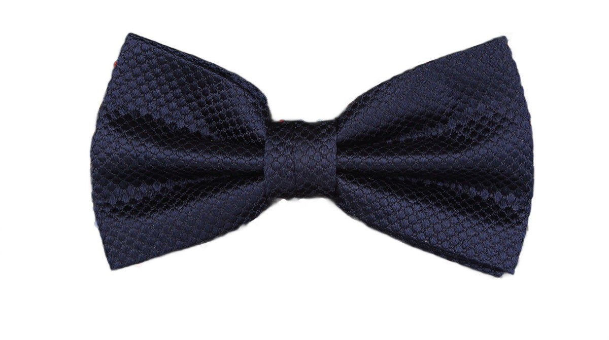 Navy Pure Silk Textured Square Weave Bow Tie