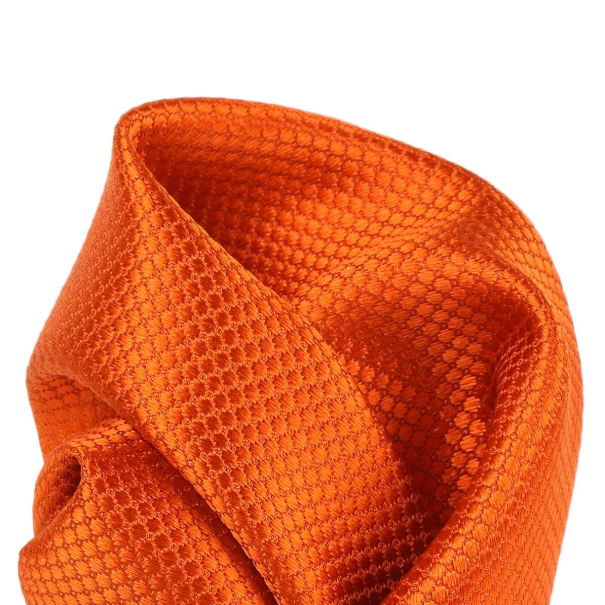 Orange Pure Silk Textured Square Weave Pocket Square