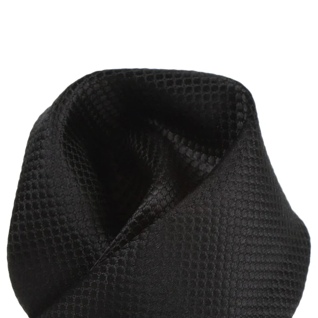 Black Pure Silk Textured Square Weave Pocket Square