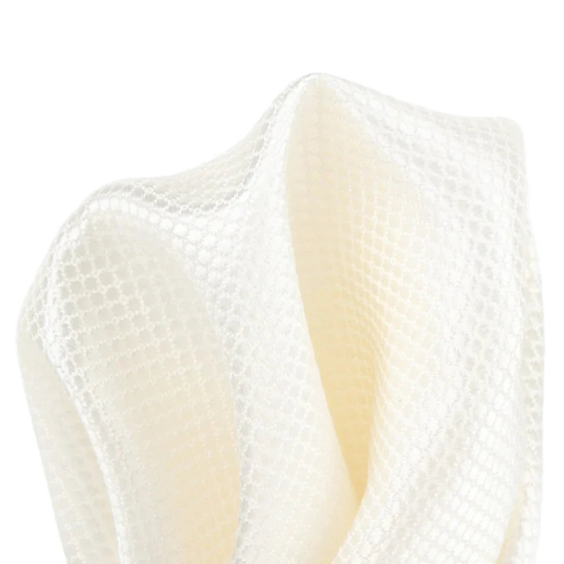 Cream/Off White Pure Silk Textured Square Weave Pocket Square
