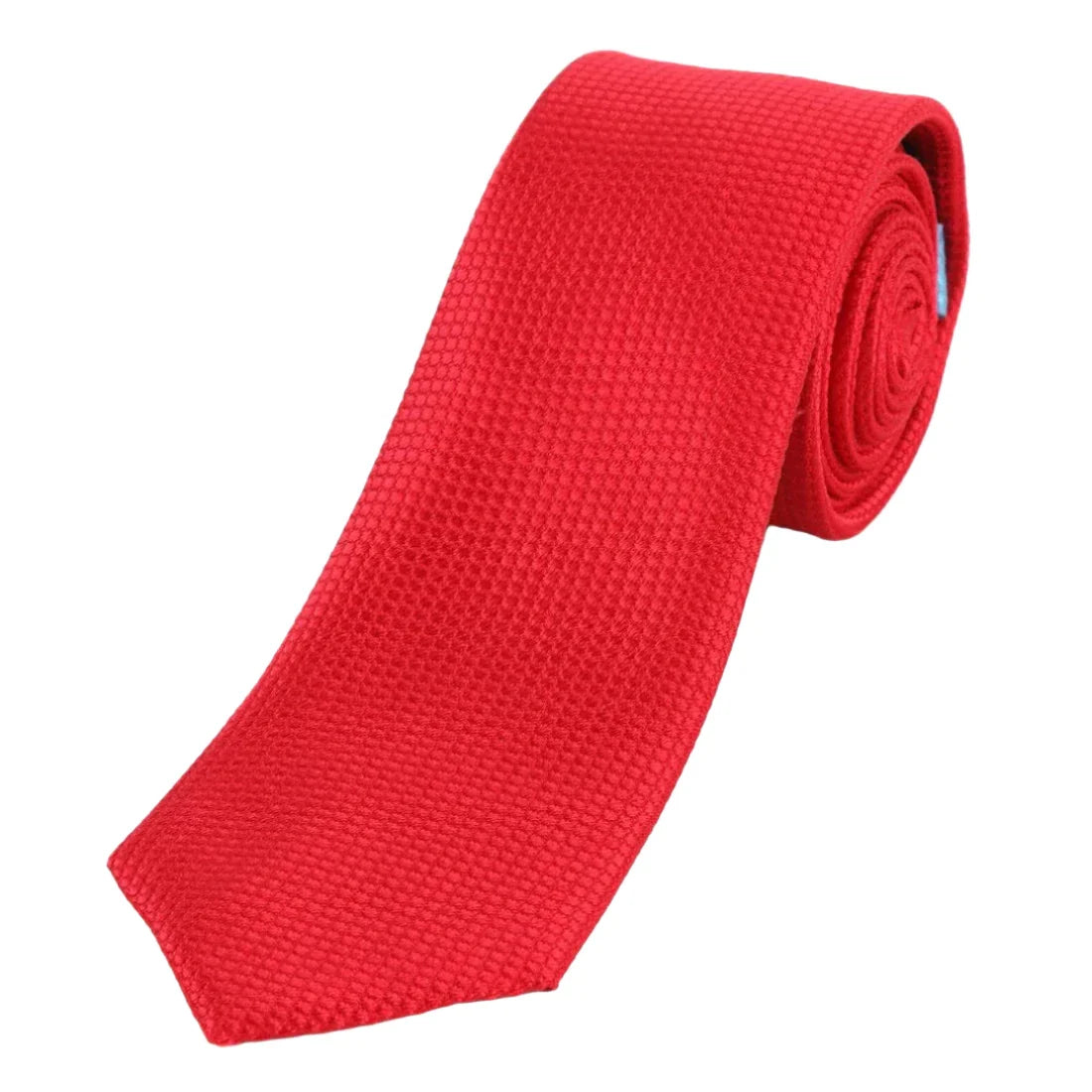 Red Pure Silk Textured Square Weave Neck Tie
