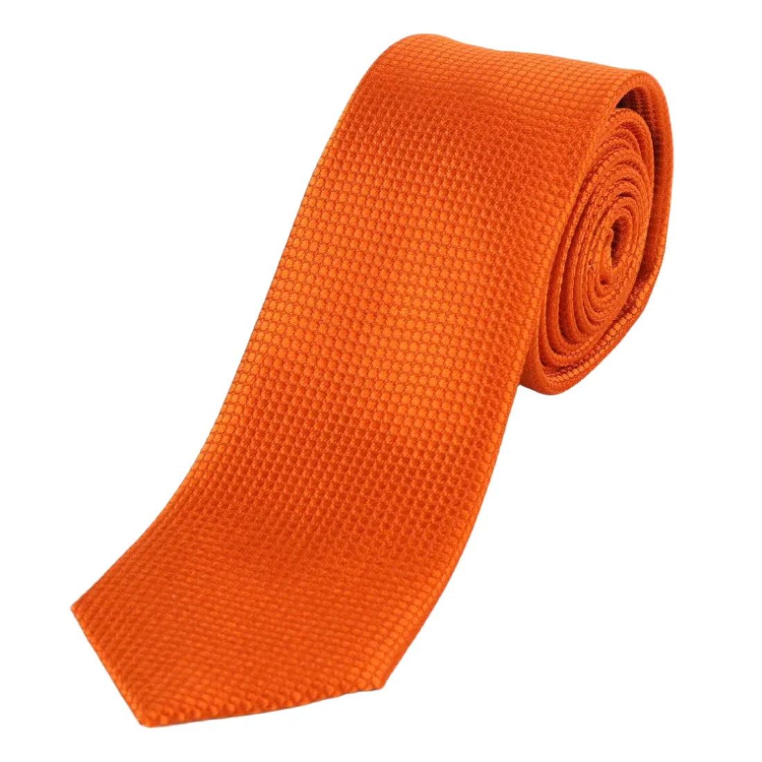 Orange Pure Silk Textured Square Weave Neck Tie