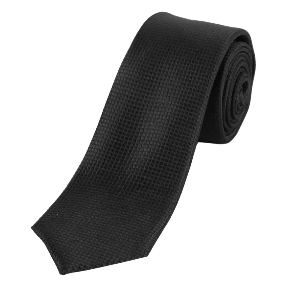 Black Pure Silk Textured Square Weave Neck Tie