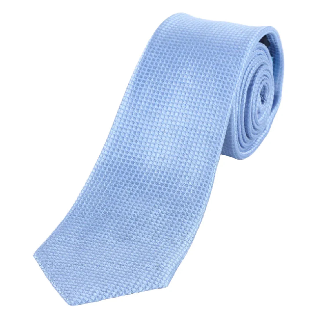Sky Blue Pure Silk Textured Square Weave Neck Tie