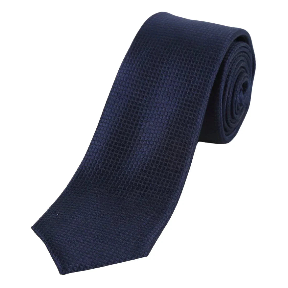 Navy Pure Silk Textured Square Weave Neck Tie