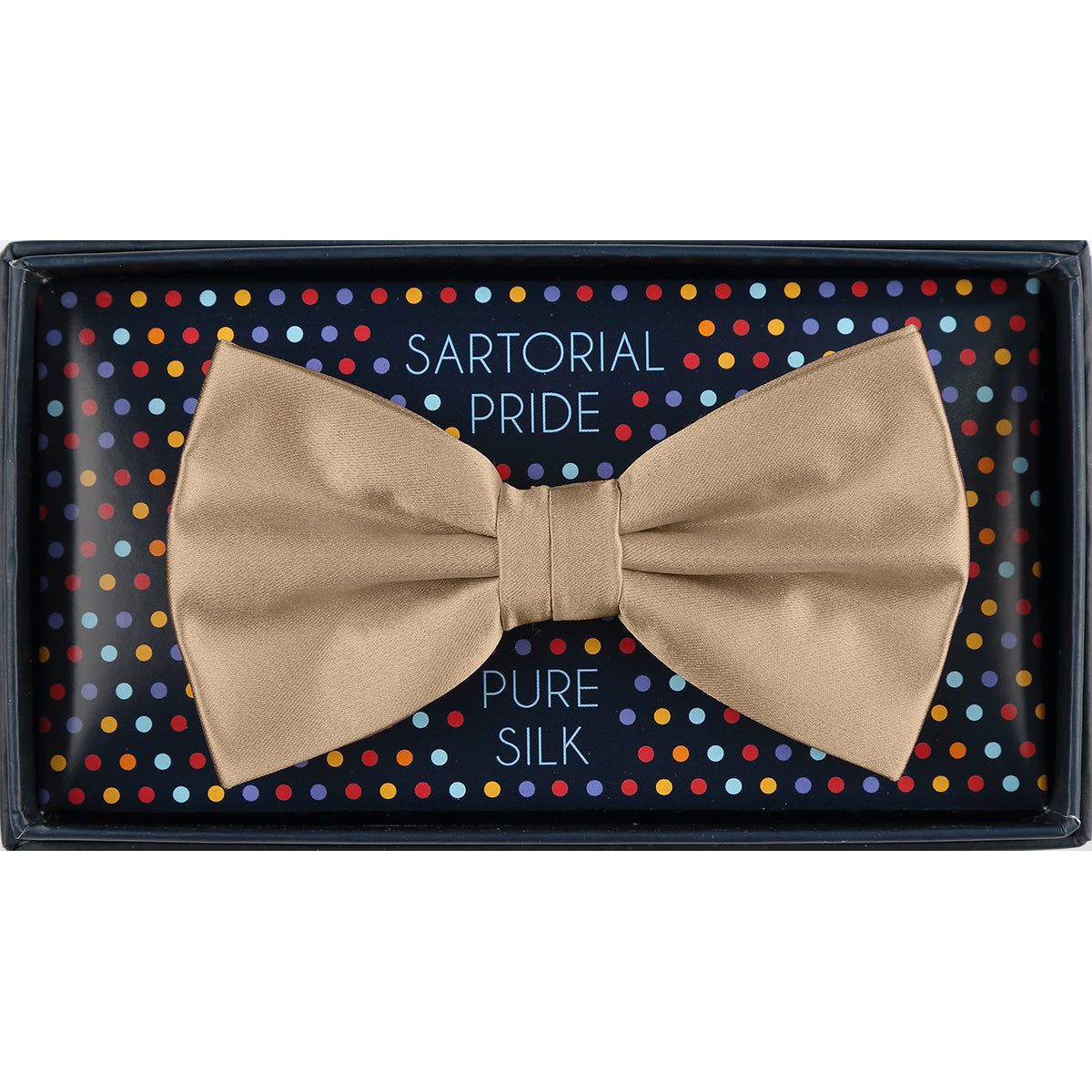 Taupe Pure Silk Solid Satin Weave Bow Tie