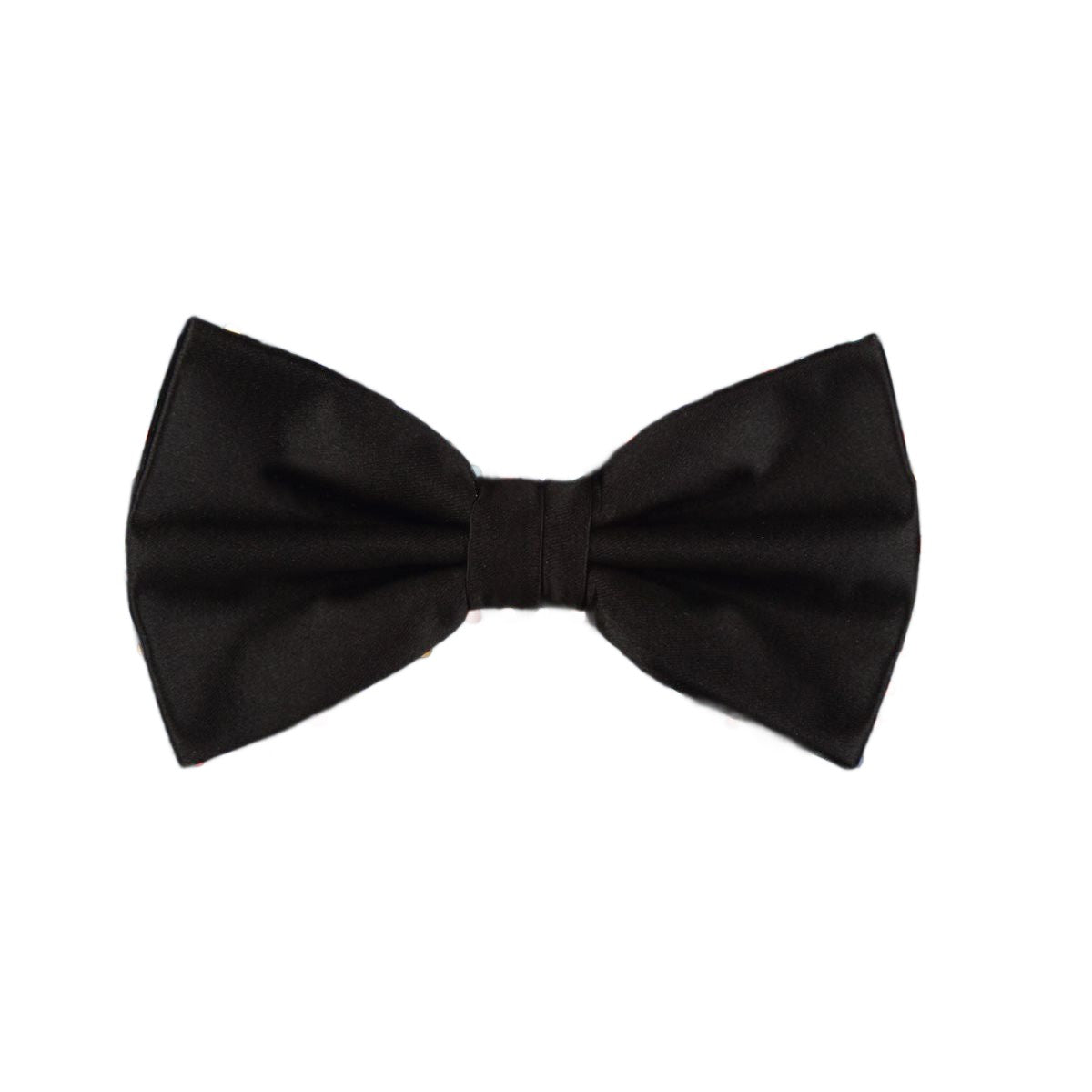 Black Pure Silk Solid Satin Weave Bow Tie
