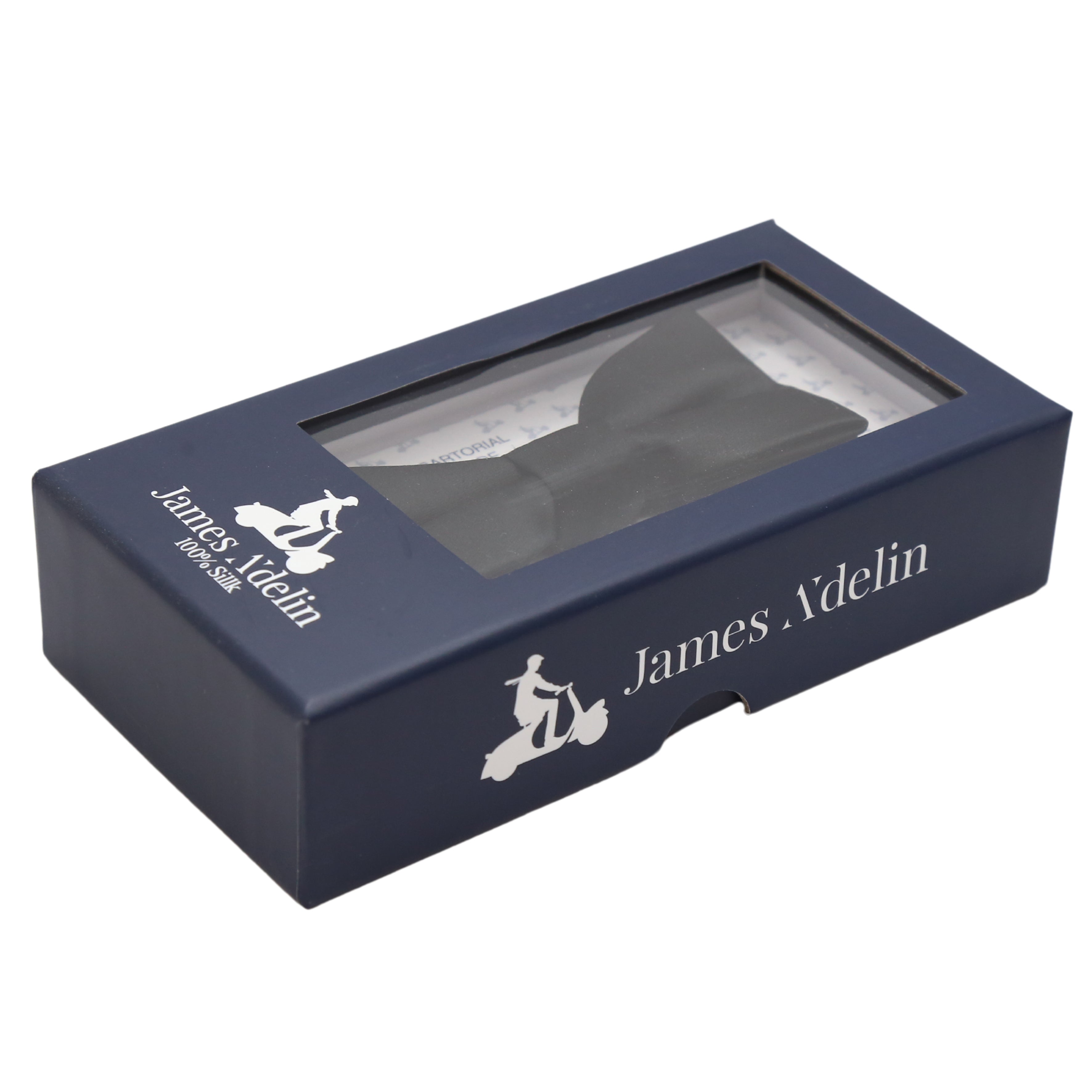 Black Pure Silk Solid Satin Weave Skinny Bow Tie